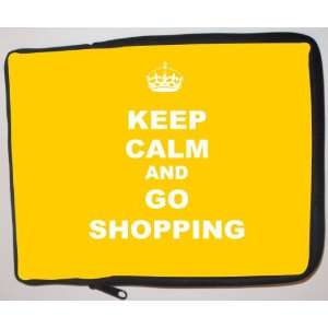 Keep Calm and Go Shopping   Yellow Color Laptop Sleeve   Note Book 