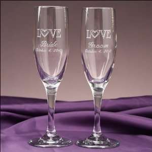 Personalized Wedding Toasting Flutes Bride and Groom Champagne Glasses 