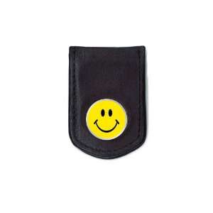   Smiley Face Designer Leather Magnetic Money Clip: Sports & Outdoors