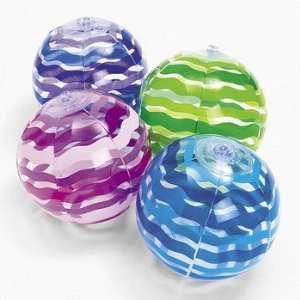  Inflatable Striped Mini Beach Balls   Games & Activities & Balls 