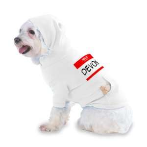 HELLO my name is DEVON Hooded (Hoody) T Shirt with pocket for your Dog 