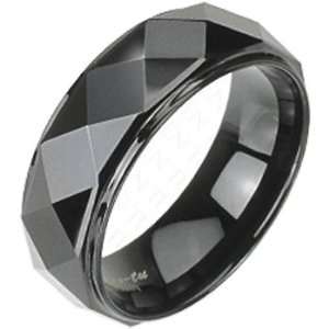   Size 12 Spikes Tungsten Carbide ip Black Drop Down Prism Ring: Jewelry