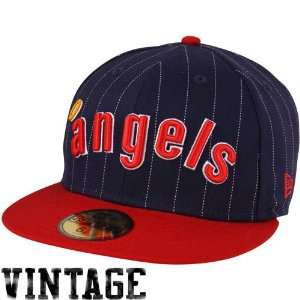   Angels Of Anaheim 59Fifty Pin Script Fitted Hat   Navy Blue Sports