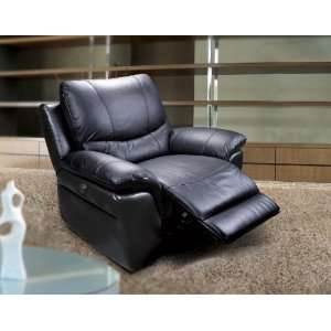 Black Leather Match Motorized Reclining Chair 