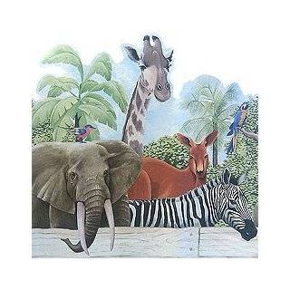   Animals Wall Accent Border   Zebra Elephant Wallpaper Accent Mural
