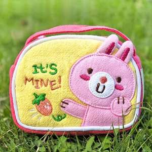 Rabbit & Carrot] Embroidered Applique Fabric Art Wrist Wallet / Coin 