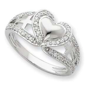    Sterling Silver and CZ Polished Pure Heart Ring Size 7 Jewelry