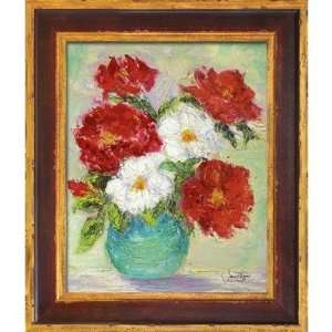  Red and White Roses in Teal Vase by Seymour, Jane   32.17 