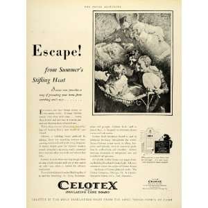 1928 Ad Celotex Insulating Cane Board nsulation Child Crying Home 