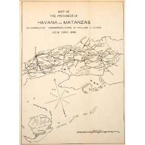  1898 Lithograph Cuba Republic Caribbean Map Province Island Havana 