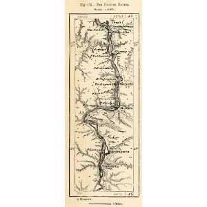  1882 Relief Line block Map Dnieper River Rapids Chapli 