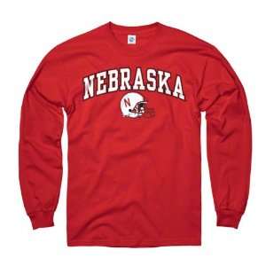 Nebraska Cornhuskers Red Football Helmet Long Sleeve T Shirt:  