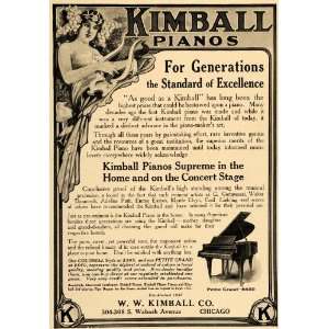  1912 Ad Kimball Pianos Home Concert Stage Harp Music 