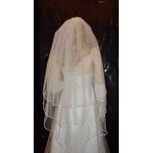   White Fingertip Bridal Wedding Swarovski Crystal Veil 