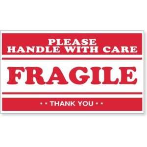   Handle with Care Fragile Coated Paper Label, 7 x 4 Office Products