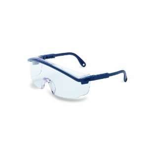   Bridge Slim Safety Eyewear, Blue Frame, Clear Ultra Dura Hardcoat Lens