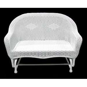   51 White Resin Wicker Double Glider Patio Chair: Patio, Lawn & Garden