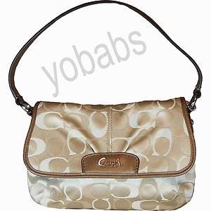 Coach F47144 47144 Ashley Signature Flap Bag Purse Handbag Khaki NWT 