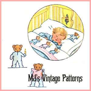 Vintage Three Bears Crib Sheet Embroidery Pattern  