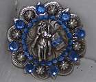 Barrel racing Crystal Concho 1 3/4 with sapphire blue crystals