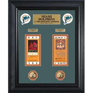   Super Bowl Ticket and Game Coin Collection Framed Sports Collectibles