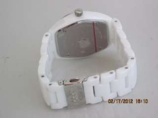  1042 Womens Berkley Multifunction Crystal Accented White Ceramic Watch
