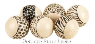 Set of 6 Ceramic Decorative Balls Animal Print Design  