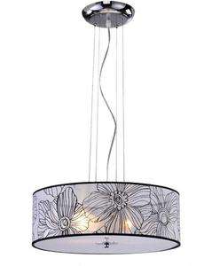 Light Floral Drum and White Shade Ceiling Chandelier Lamp Fixture 