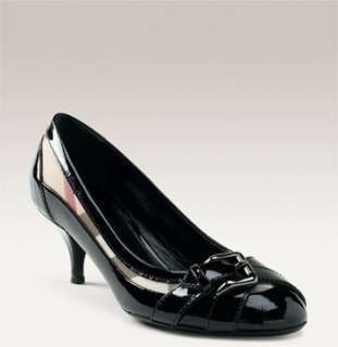 Burberry Check Print Patent Leather Pump  