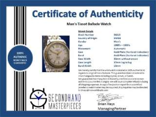 Mans Tissot Ballade Automatic SS/Gold 25 Jewel Watch (54511)  