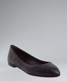 Bottega Veneta black intrecciato leather pointed toe flats
