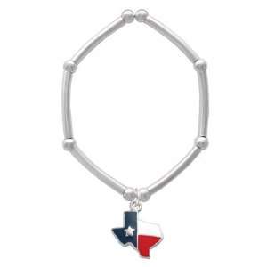  Enamel Lone Star Texas Tube and Bead Charm Bracelet 