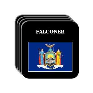  US State Flag   FALCONER, New York (NY) Set of 4 Mini 