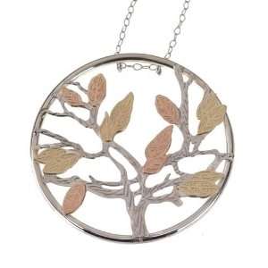   Pendant W/ 14KT Rose & Yellow Gold Mini Leaves on 18 Chain: Jewelry