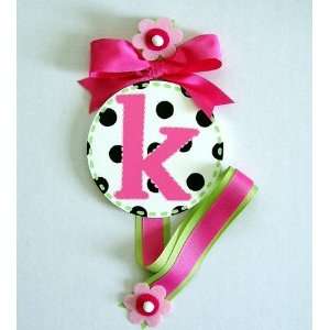 hand painted round wall letter hair bow holder   dot 