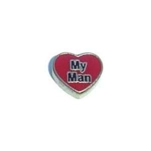  Clearly Charming Heart my Man Floating Heart Locket Charm 