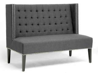   CONTEMP NAIL HEAD TUFTED BANQUETTE LINEN DINING BENCH BOOTH  