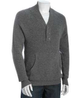 Wyatt grey thermal knit cashmere shawl collar sweater