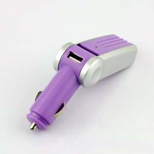 Rotatable Air Purifier Cleaner USB 2.0 Port Car Charger Purple:  