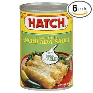 Hatch Green Enchilada Sauce w/ Roasted Garlic, 15 Ounce (Pack of 6 