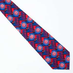  Chicago Cubs Block Pattern Silk Neck Tie Sports 