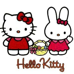 Hello Kitty and Cathy holding Easter basket filled with Easter Eggs 