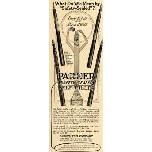  1917 Ad Parker Safety Sealed Self Filler Fountain Pen 