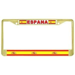  Spain Spanish Espana Flag Gold Tone Metal License Plate 