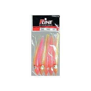  P Line Sunrise Squid 4 1/2 5per pk Pink Yellow Clear 