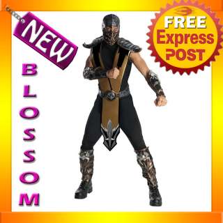 C321 Mens Deluxe Mortal Kombat Scorpion Fancy Ninja Halloween Costume 