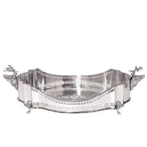 Andrea by Sadek Silver Plated Deer Handled Footed Tray  