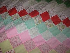 OLD DIAMOND PATTERN VINTAGE HAND STITCHED HANDMADE EARLY QUILT 84 X 95 