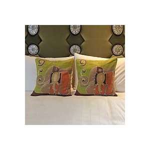   cushion covers, Elephants Reminiscences (pair)