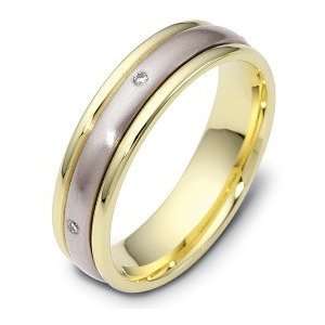   Diamond SPINNING 18 Karat Two Tone Gold Wedding Band Ring   8: Jewelry